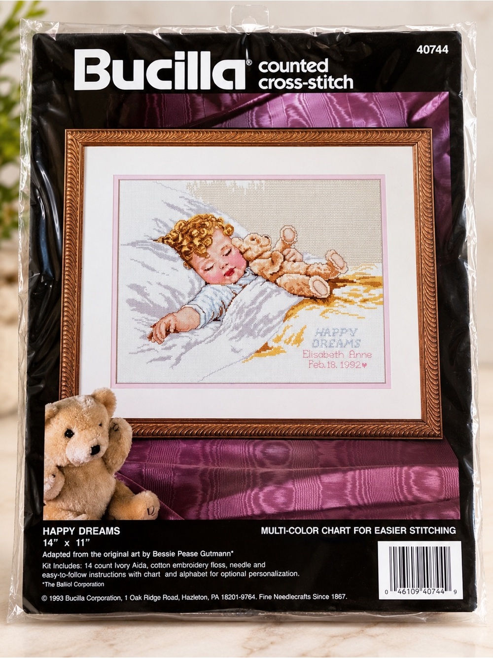 Vintage Bucilla Happy Dreams Cross Stitch Kit 40744 Bessie Pease Gutmann Sealed